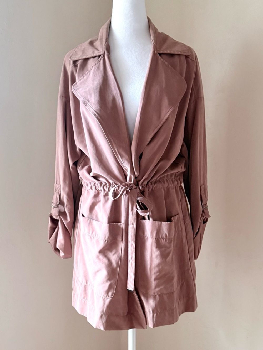 BeCool Dusty Rose Pink Utility Trench Jacket Size L